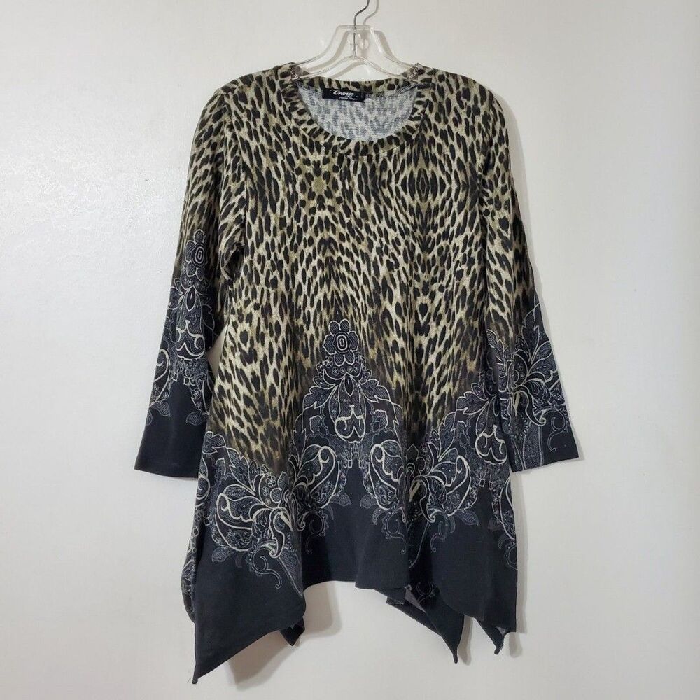 Orange Fashion Village Sz S/M Trapeze Tunic Sweater Sharkbit Hem